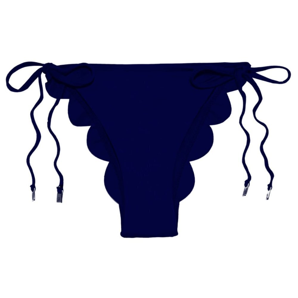 NWOT Seafolly Petal Edge Brazilian Size Tie Bikini Bottom in Navy Sz. 4 - Picture 1 of 5
